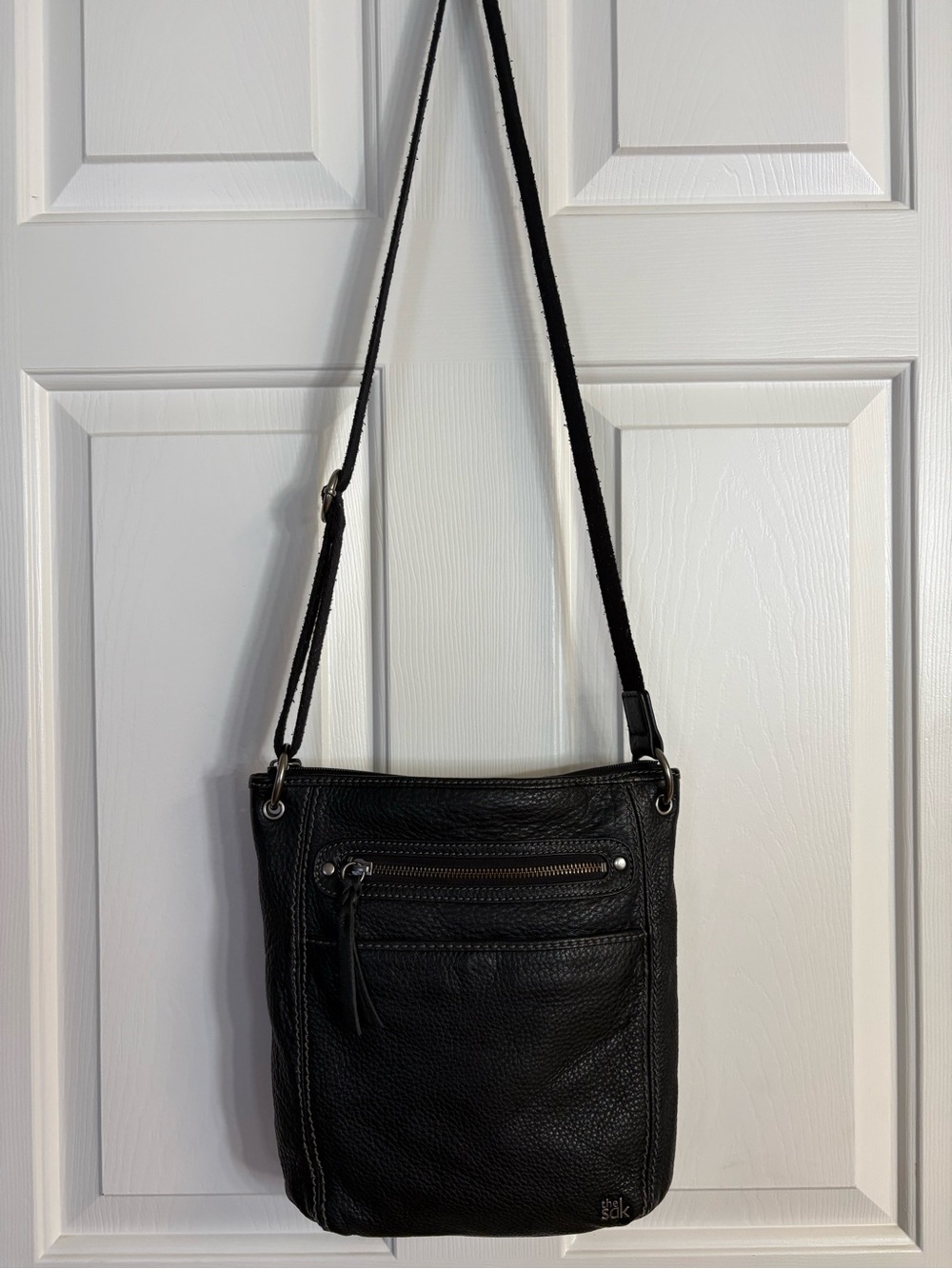 The Sak Black Leather Crossbody Messenger Bag